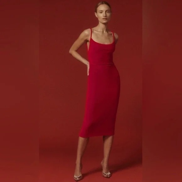 Reformation Other - Reformation Merel Velvet Red Midi Dress Low Back